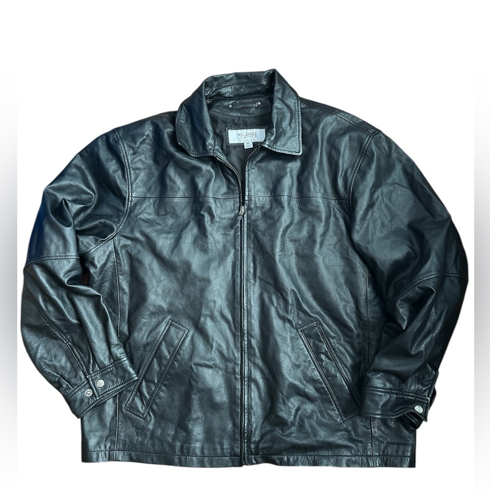 Wilsons Leather | M. Julian Black Boxy Bomber Leather Jacket Mens XL